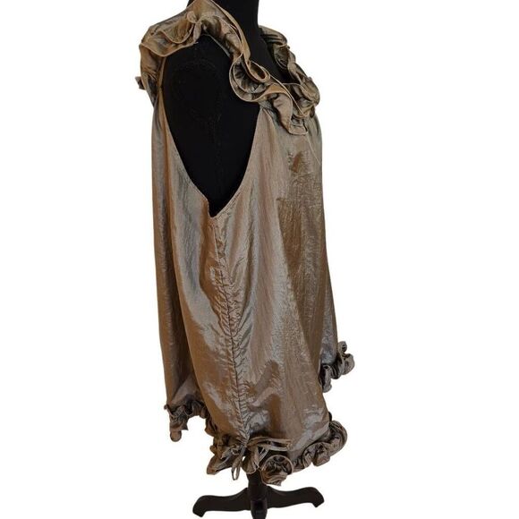 NWT My Pretty Angel Womens Sleeveless Ruffled Silk Blend Mini Dress Brown Large - Picture 3 of 13